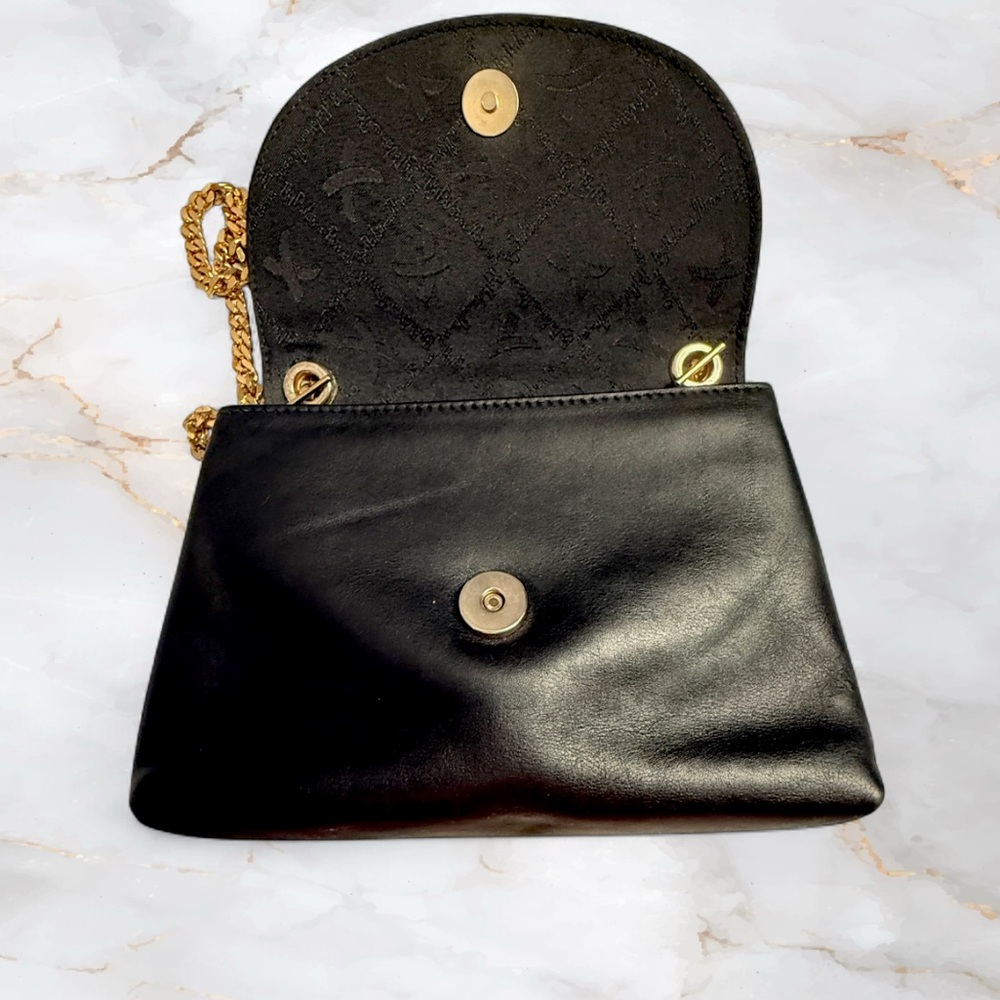 Vintage Paloma Picasso Black Leather Crossbody Bag Gold "X" Logo - Picture 11 of 11